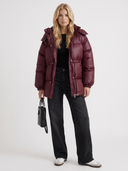 Delcie | Women's Hooded Drawstring Waist Zip Front Puffer Jacket