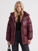 Delcie | Women's Hooded Drawstring Waist Zip Front Puffer Jacket