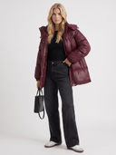 Delcie | Women's Hooded Drawstring Waist Zip Front Puffer Jacket