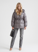 Delcie | Women's Hooded Drawstring Waist Zip Front Puffer Jacket