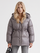 Delcie | Women's Hooded Drawstring Waist Zip Front Puffer Jacket