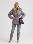 Delcie | Women's Hooded Drawstring Waist Zip Front Puffer Jacket