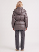 Delcie | Women's Hooded Drawstring Waist Zip Front Puffer Jacket