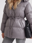 Delcie | Women's Hooded Drawstring Waist Zip Front Puffer Jacket