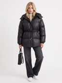 Delcie | Women's Hooded Drawstring Waist Zip Front Puffer Jacket