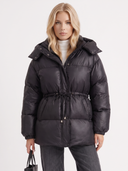 Delcie | Women's Hooded Drawstring Waist Zip Front Puffer Jacket