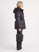 Delcie | Women's Hooded Drawstring Waist Zip Front Puffer Jacket