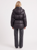 Delcie | Women's Hooded Drawstring Waist Zip Front Puffer Jacket