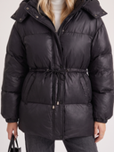 Delcie | Women's Hooded Drawstring Waist Zip Front Puffer Jacket