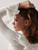 Della | Women's Scoop Neck Long Sleeve Ruffle Knit Tops