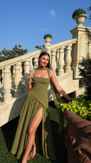 Delphine | Women's Scarf Neck Slit Solid Maxi Autumn Occasion Dress