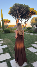 Delphine | Women's Scarf Neck Slit Solid Maxi Autumn Occasion Dress
