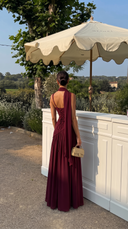 Delphine | Women's Scarf Neck Slit Solid Maxi Autumn Occasion Dress