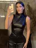 Donna | Women's Sleeveless Vegan Leather Top