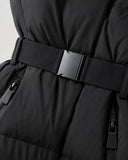 Eira | Women's Belted High Collar Zip Front Hooded Puffer Jacket