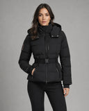 Eira | Women's Belted High Collar Zip Front Hooded Puffer Jacket