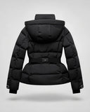 Eira | Women's Belted High Collar Zip Front Hooded Puffer Jacket