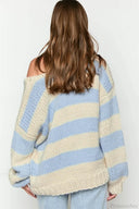 Elaina | Women's Oversized Striped Knit Off Shoulder Sweater