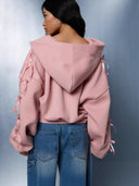 Eleanora | Women's Bow High Neck Long Sleeve Drop Shoulder Zip Sweater