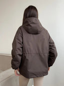 Eleni | Women's Hooded Drawstring Waist Long Sleeve Pocket Utility Jacket
