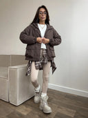 Eleni | Women's Hooded Drawstring Waist Long Sleeve Pocket Utility Jacket