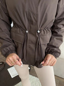Eleni | Women's Hooded Drawstring Waist Long Sleeve Pocket Utility Jacket