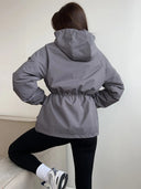 Eleni | Women's Hooded Drawstring Waist Long Sleeve Pocket Utility Jacket