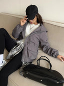 Eleni | Women's Hooded Drawstring Waist Long Sleeve Pocket Utility Jacket