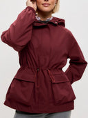 Eleni | Women's Hooded Drawstring Waist Long Sleeve Pocket Utility Jacket