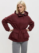 Eleni | Women's Hooded Drawstring Waist Long Sleeve Pocket Utility Jacket