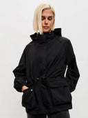 Eleni | Women's Hooded Drawstring Waist Long Sleeve Pocket Utility Jacket