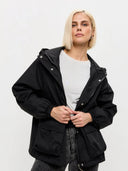 Eleni | Women's Hooded Drawstring Waist Long Sleeve Pocket Utility Jacket