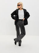 Eleni | Women's Hooded Drawstring Waist Long Sleeve Pocket Utility Jacket