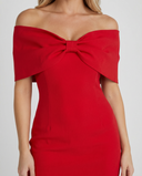 Elisa | Women's Party Off Shoulder Sweetheart Neck Bow Mini Dress