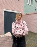 Elise | Women's Polka Dot High Neck Puff Sleeve Jacket