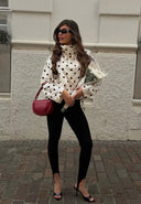 Elise | Women's Polka Dot High Neck Puff Sleeve Jacket
