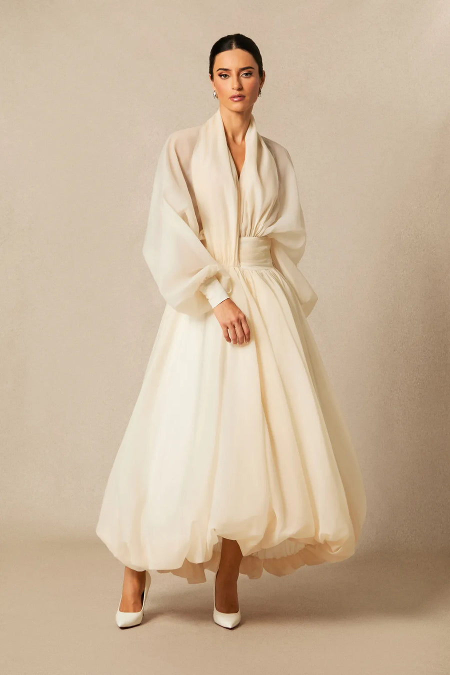 Ellery | Women's Wide Sleeve High Waist A-Line Midi Dress