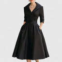 Elowen | Women's Collared Wrap Front A-Line Midi Dress