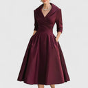 Elowen | Women's Collared Wrap Front A-Line Midi Dress