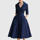 Elowen | Women's Collared Wrap Front A-Line Midi Dress