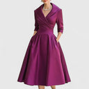Elowen | Women's Collared Wrap Front A-Line Midi Dress