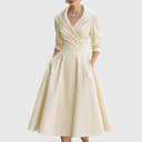 Elowen | Women's Collared Wrap Front A-Line Midi Dress