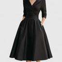 Elowen | Women's Collared Wrap Front A-Line Midi Dress