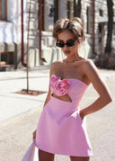 Elspeth | Women's Strapless Floral Mini Cocktail Dress