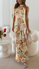 Ember | Women's Floral Halter Open Back Maxi Dress