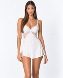 Emma | Women's Deep V Neck Lace Panel Spaghetti Strap Mini Nightdress