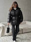 Esther | Women's Drawstring Waist Hooded Puffer Jacket