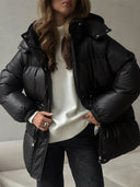 Esther | Women's Drawstring Waist Hooded Puffer Jacket