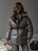 Esther | Women's Drawstring Waist Hooded Puffer Jacket
