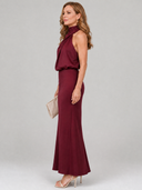 Eudora | Women's Sleeveless Halter Draped Midi Autumn Wedding Guest Dress